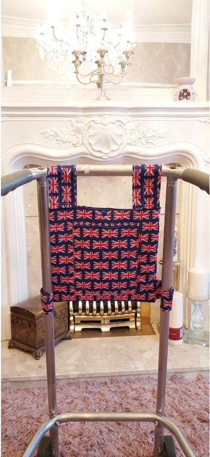 Union jack Zimmer frame bag, walking frame bag, accessories, walking aid, handmade, bag, storage