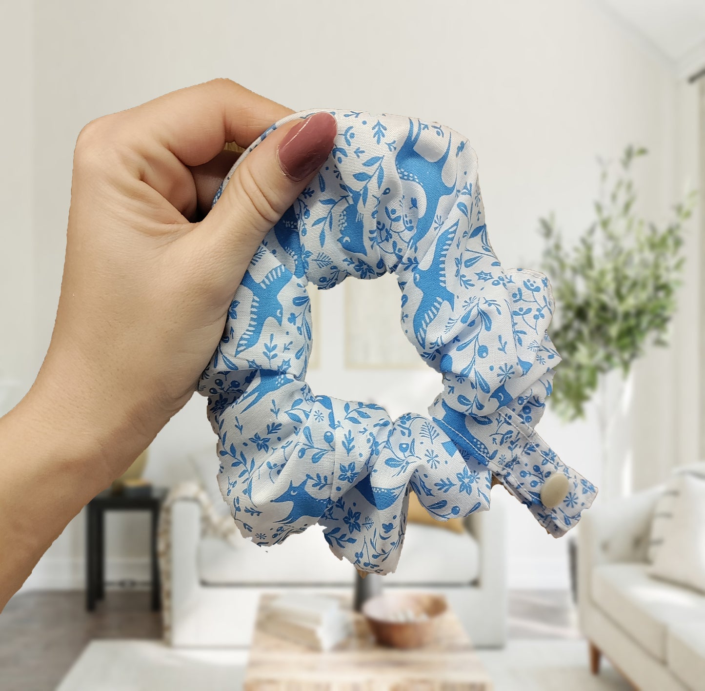 Blue Woodland tubie scrunchie