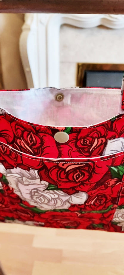 Red rose Zimmer frame bag, walking frame bag, accessories, walking aid, handmade, bag, storage