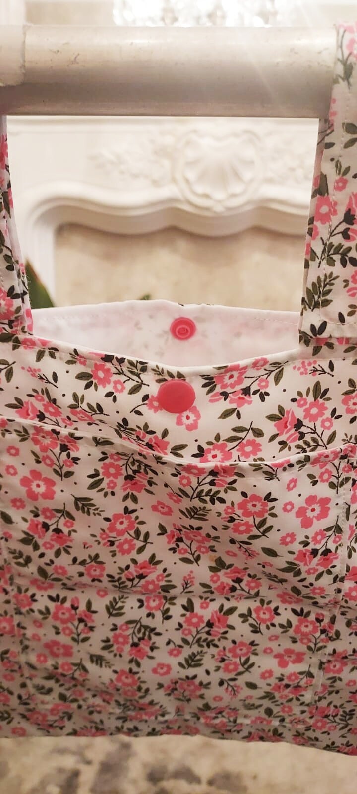 Pink floral Zimmer frame bag, walking frame bag, accessories, walking aid, handmade, bag, storage