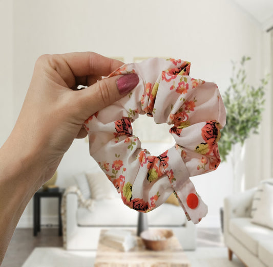 Pale Floral tubie scrunchie