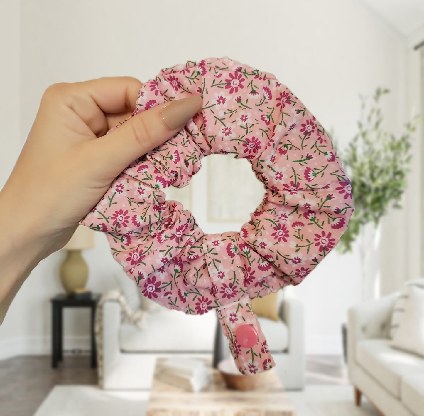 Pink Floral tubie scrunchie ng tube, nj tube, Feeding tube