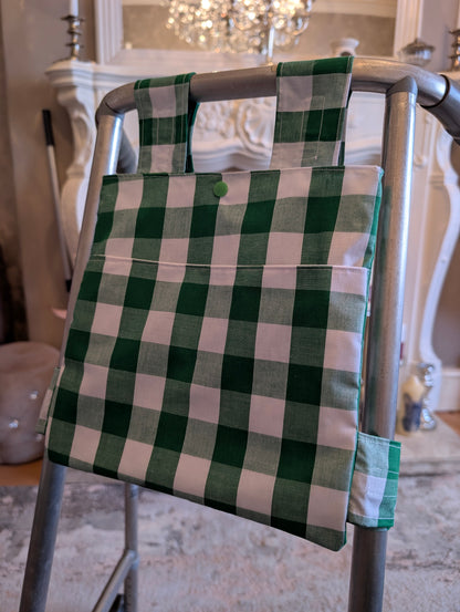 Green check Zimmer frame bag