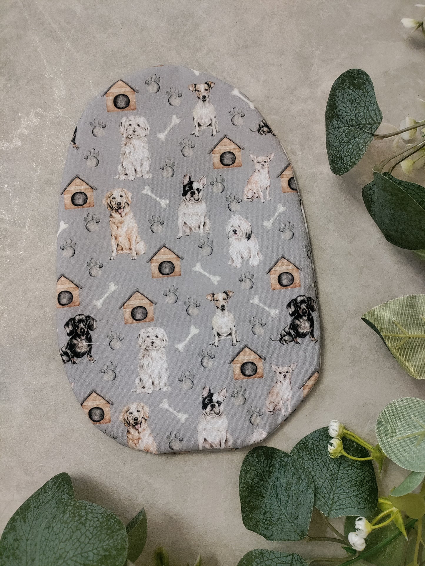 Grey dogs stoma bag cover, Colostomy bag