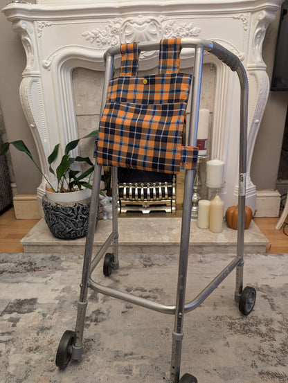 Fall tartan Zimmer frame bag, walking frame bag, accessories, walking aid, handmade, bag, storage