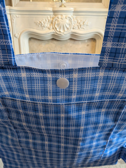 Blue and white check Zimmer frame bag, walking frame bag, accessories, walking aid, handmade, bag, storage
