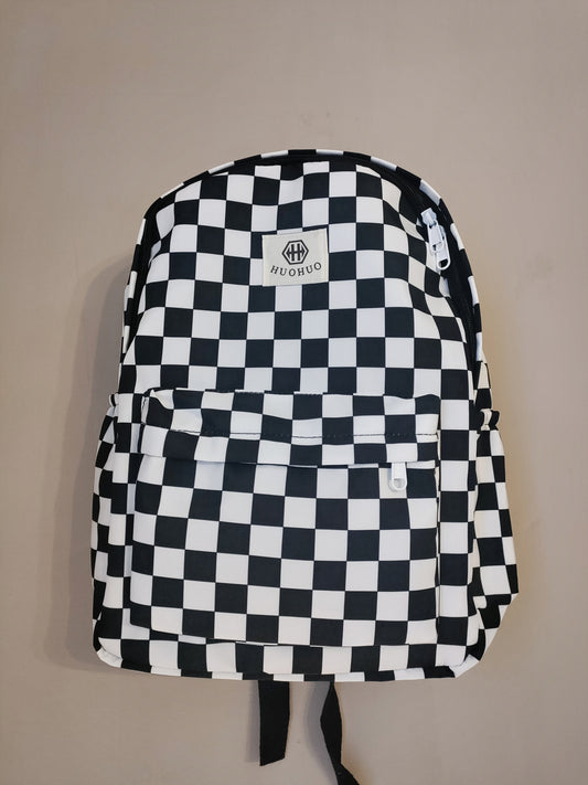 Black check tubie backpack