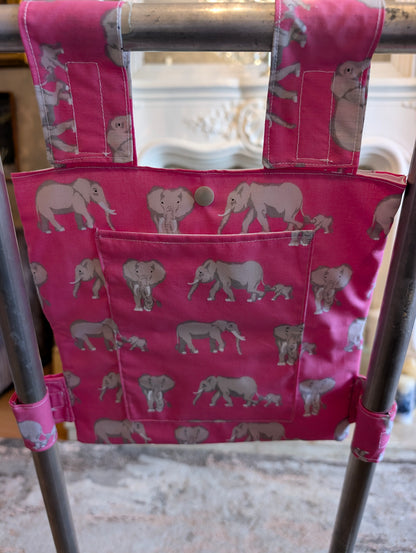 Pink elephant Zimmer frame bag, walking frame bag, accessories, walking aid, handmade, bag, storage