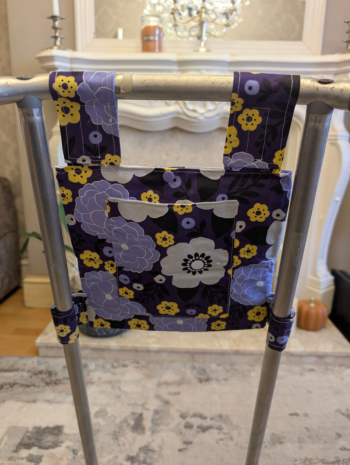 Purple floral Zimmer frame bag