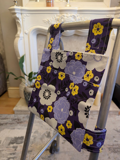 Purple floral Zimmer frame bag