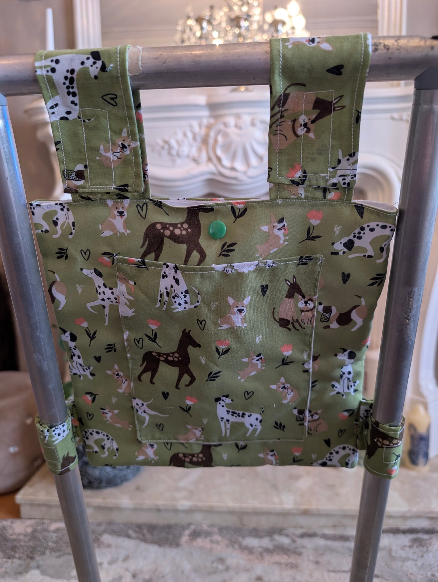 Love of dogs Zimmer frame bag, walking frame bag, accessories, walking aid, handmade, bag, storage