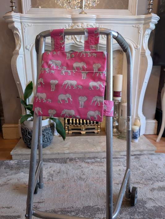 Pink elephant Zimmer frame bag, walking frame bag, accessories, walking aid, handmade, bag, storage