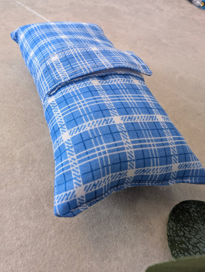 Blue and white check Medical port pillow