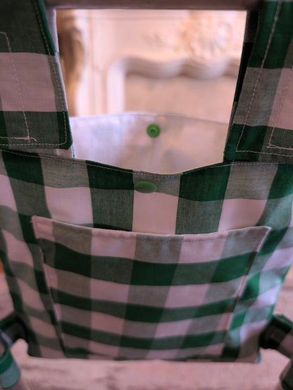 Green check Zimmer frame bag