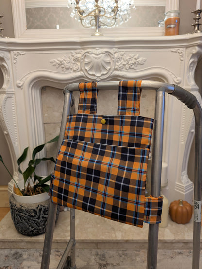 Fall tartan Zimmer frame bag, walking frame bag, accessories, walking aid, handmade, bag, storage