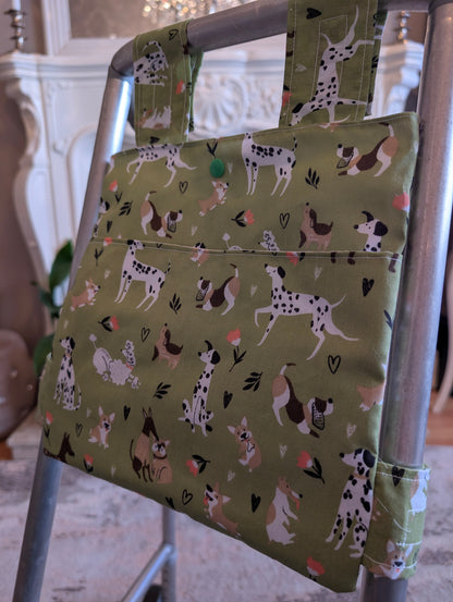 Love of dogs Zimmer frame bag, walking frame bag, accessories, walking aid, handmade, bag, storage