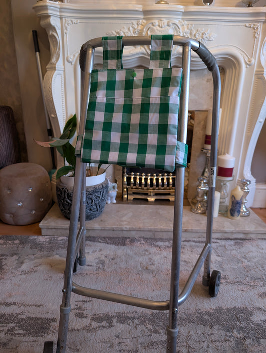 Green check Zimmer frame bag