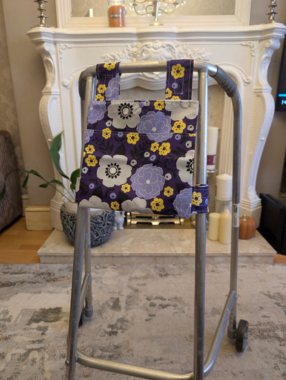 Purple floral Zimmer frame bag