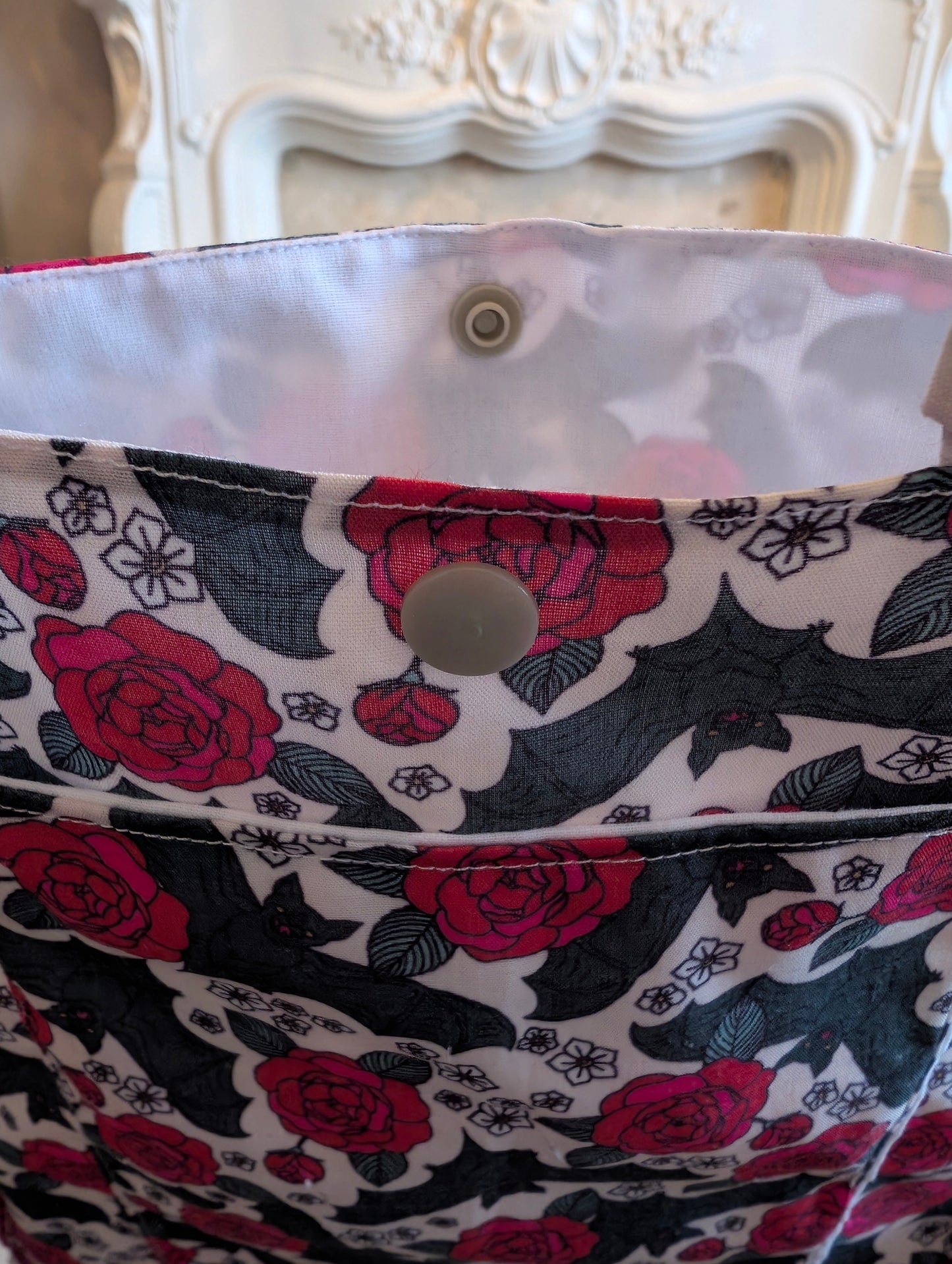 Roses and bats Zimmer frame bag, walking frame bag, accessories, walking aid, handmade, bag, storage