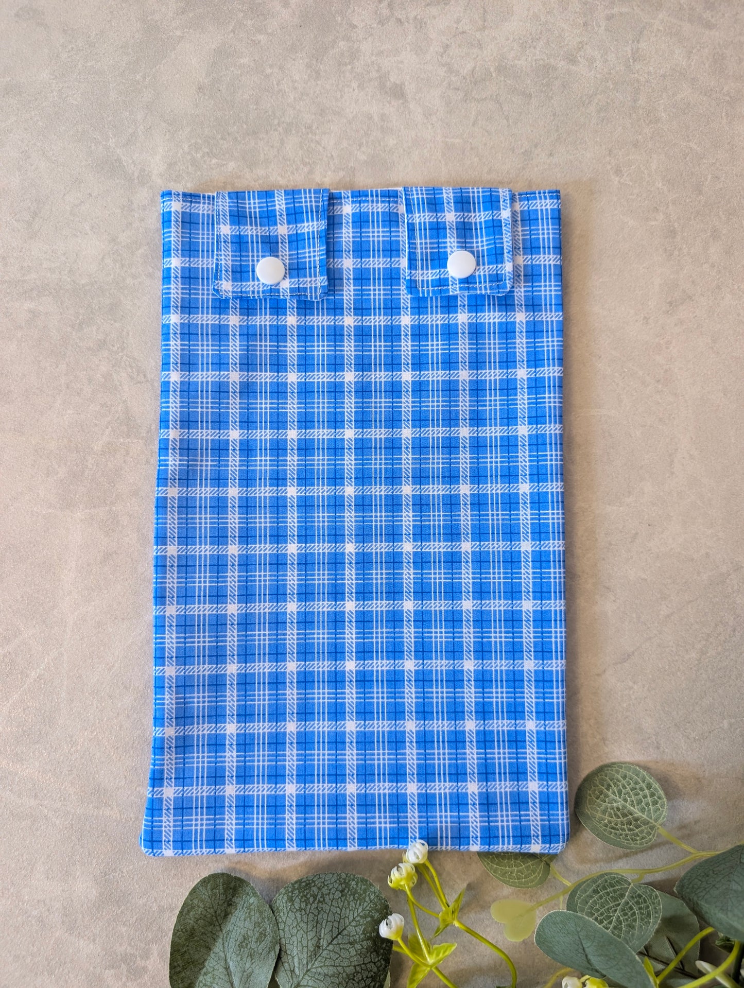 Blue and white check Leg Bag Cover