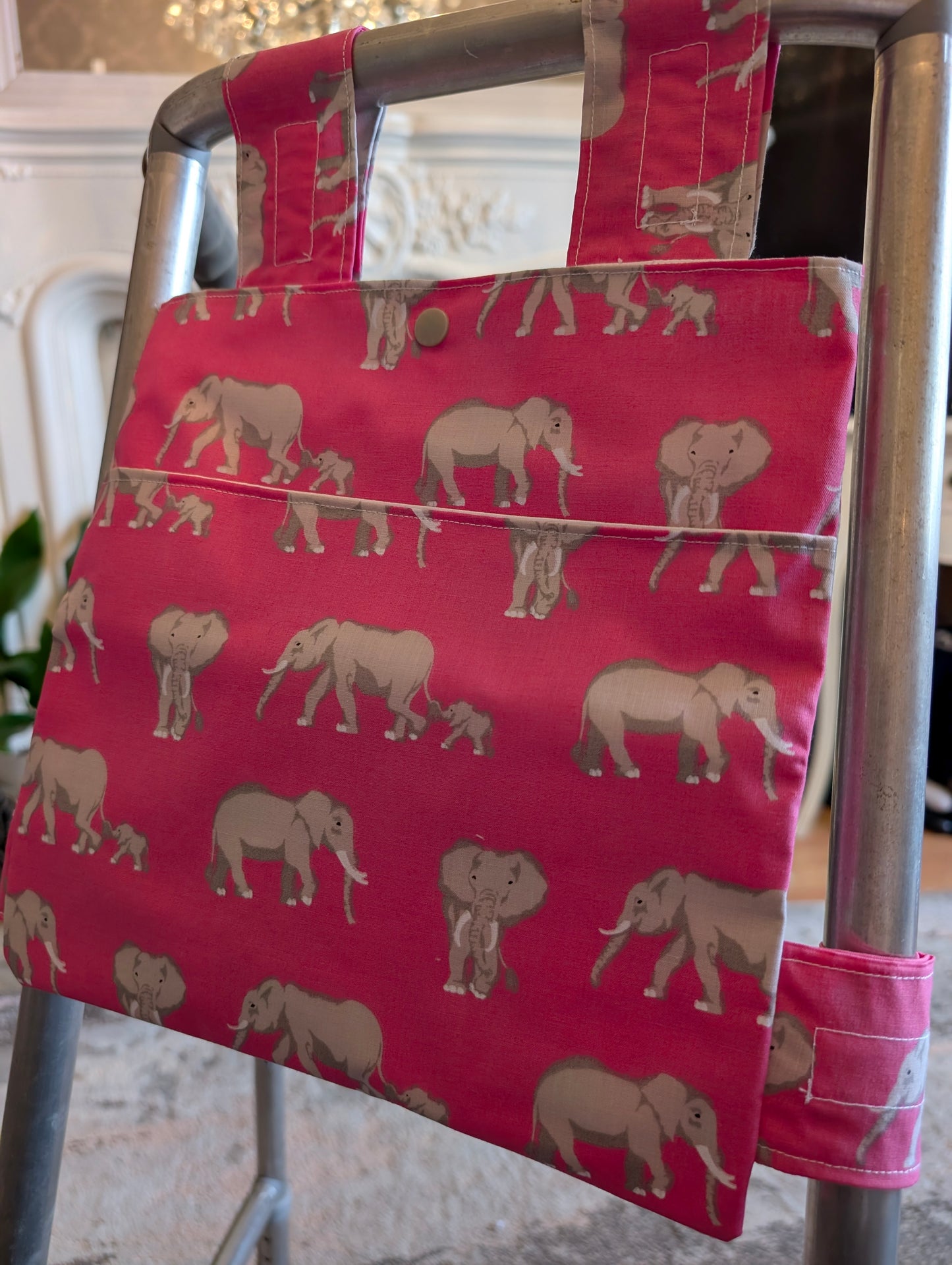 Pink elephant Zimmer frame bag, walking frame bag, accessories, walking aid, handmade, bag, storage