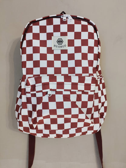 Brown check tubie backpack