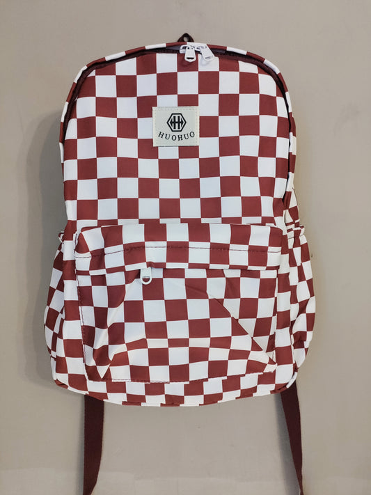 Brown check tubie backpack