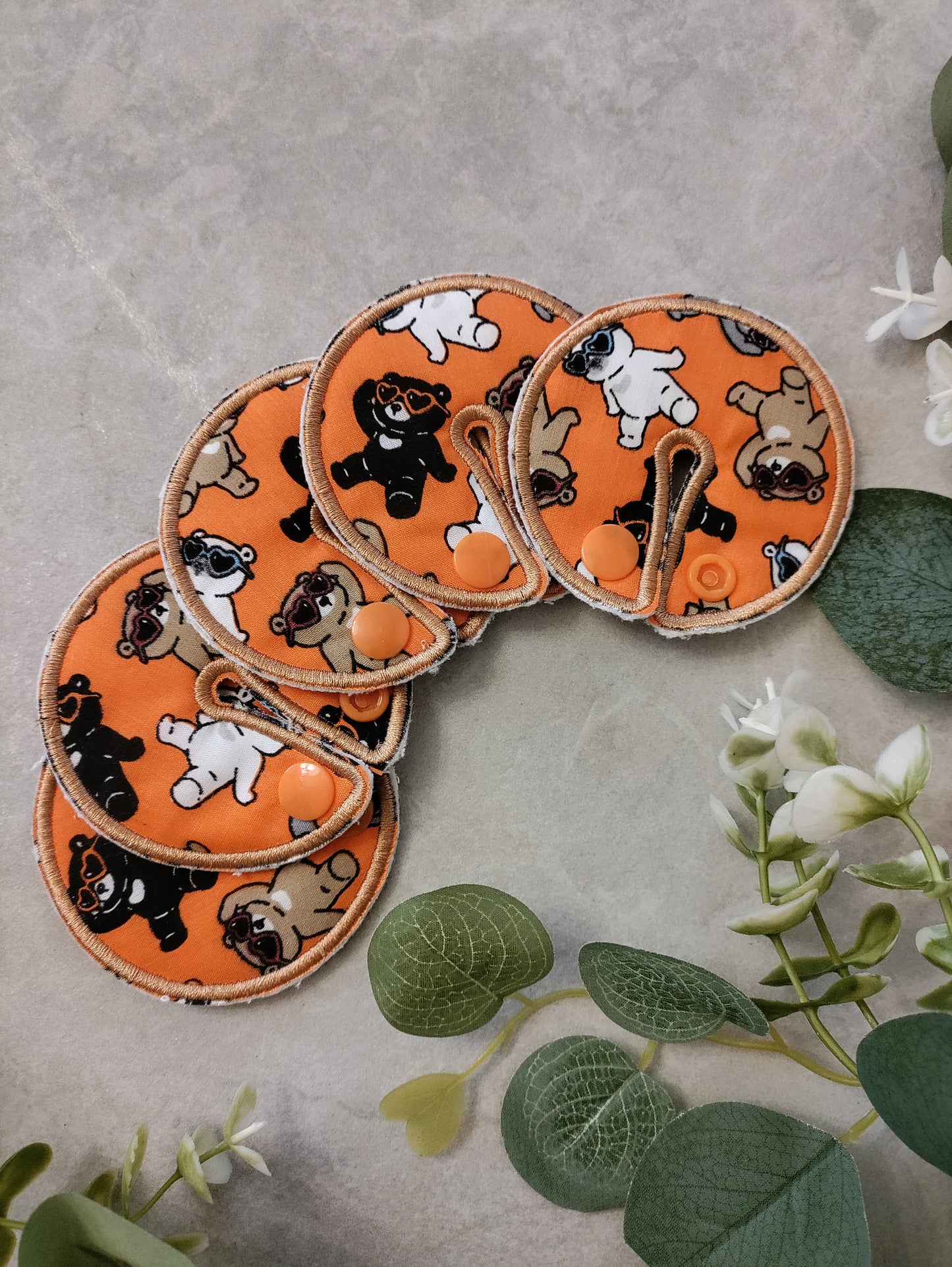 Orange Bear Tubie covers, G G/J tube, PEG tube, Tubie pads