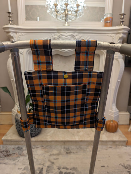 Fall tartan Zimmer frame bag, walking frame bag, accessories, walking aid, handmade, bag, storage