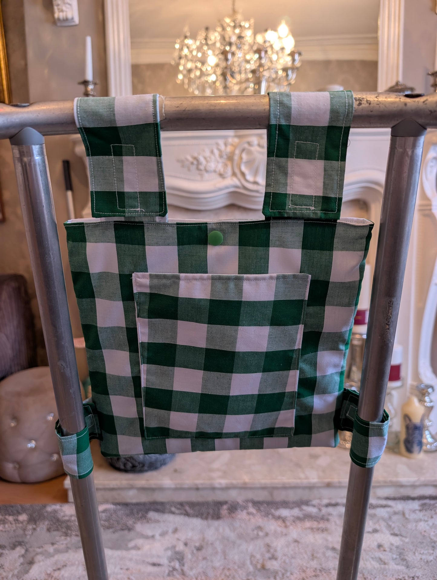 Green check Zimmer frame bag