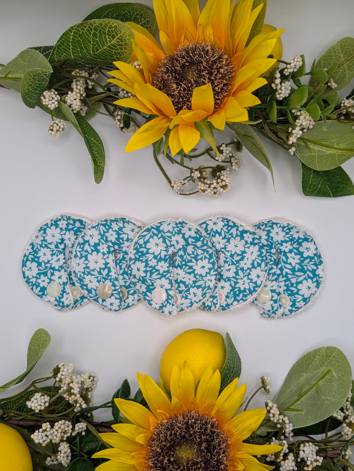 Teal floral Tubie covers, G G/J tube, PEG tube, Tubie pads