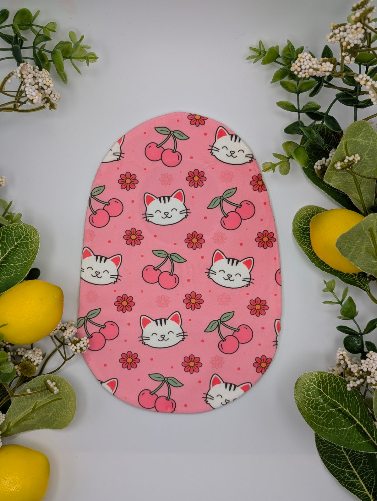 Cherries and cats stoma bag cover, Colostomy bag