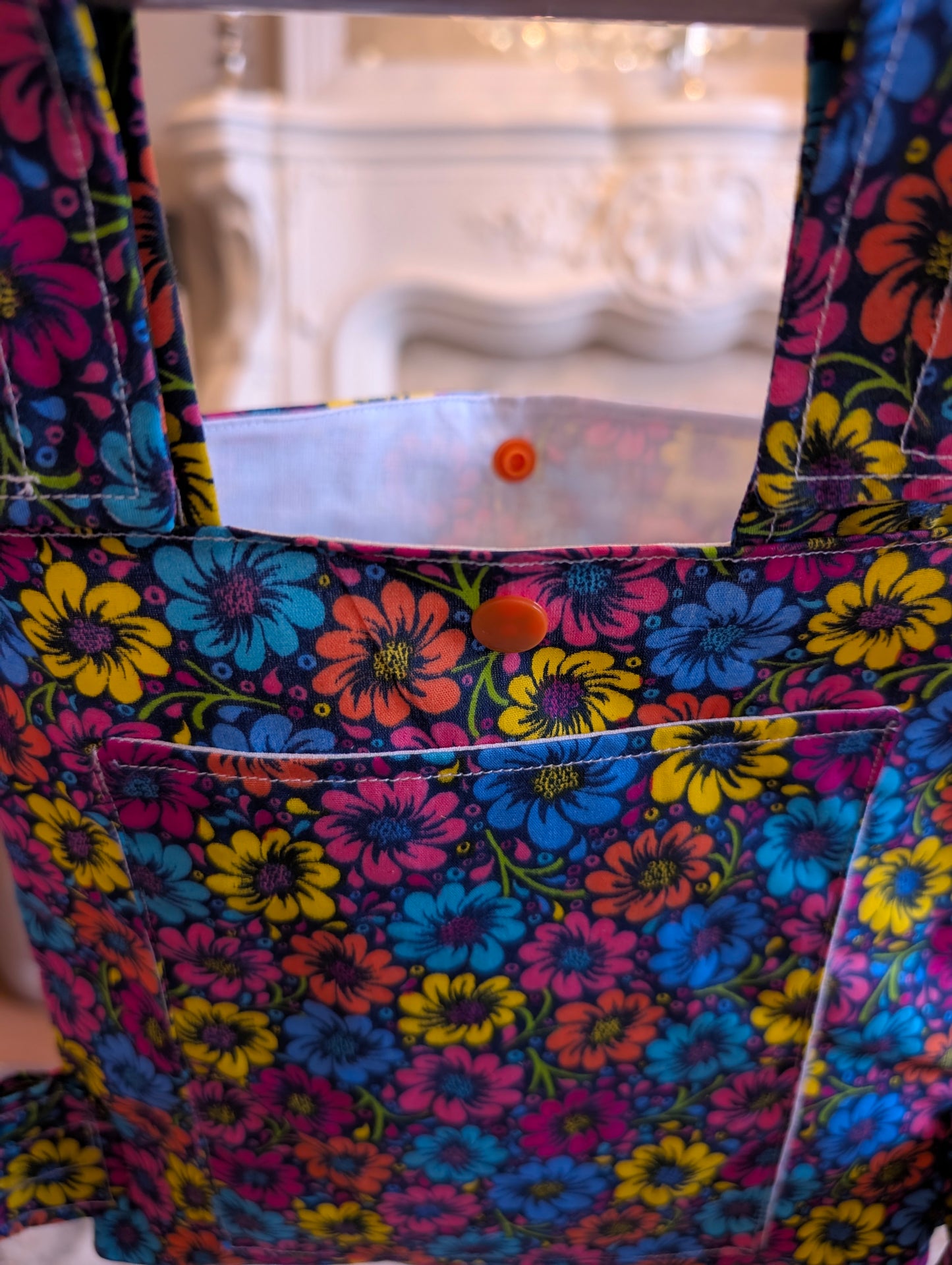 Bold floral Zimmer frame bag