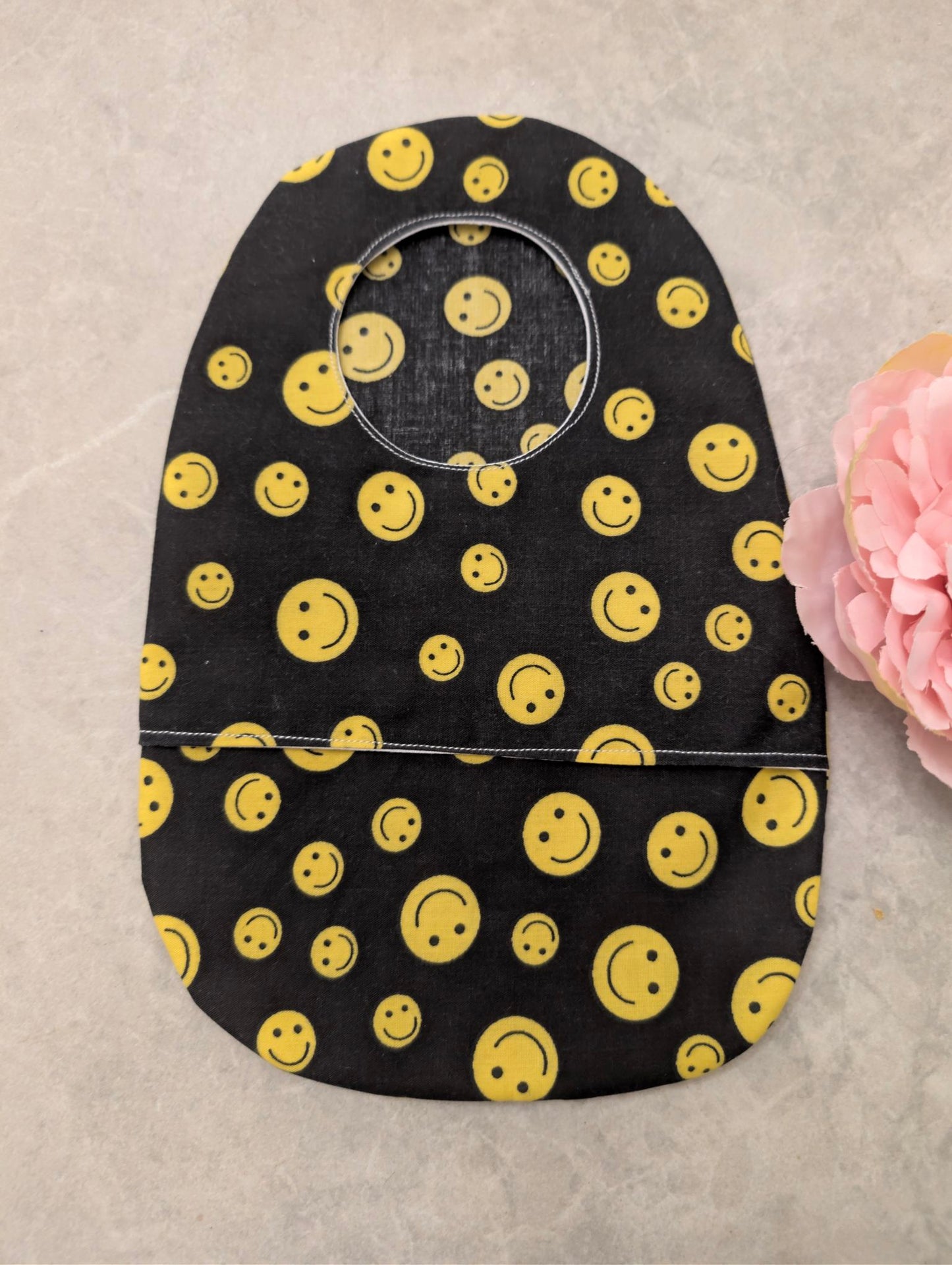 Black smiley face stoma bag cover