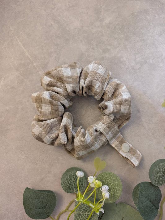 Beige check Tubie scrunchie