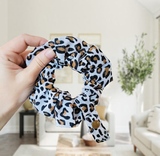 Snow leopard tubie scrunchie