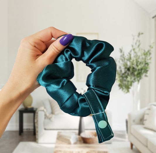 Teal satin tubie scrunchie