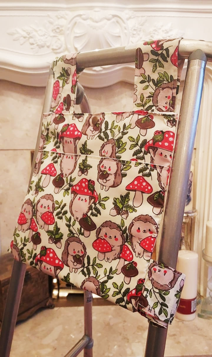 Hedgehog mushroom Zimmer frame bag, walking frame bag, accessories, walking aid, handmade, bag, storage