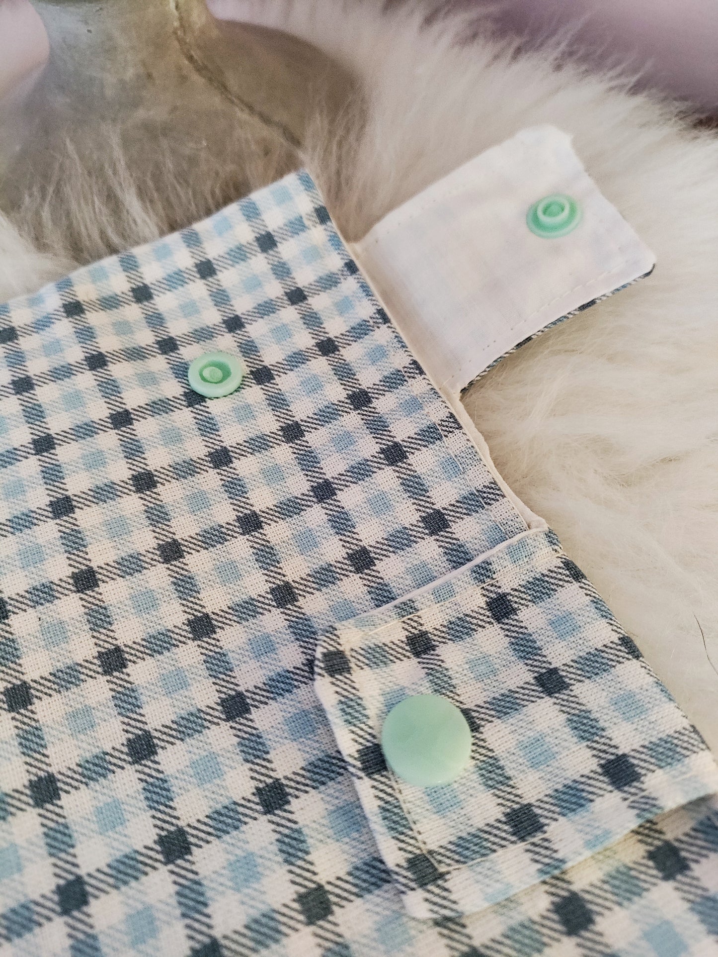 Blue check Leg Bag Cover