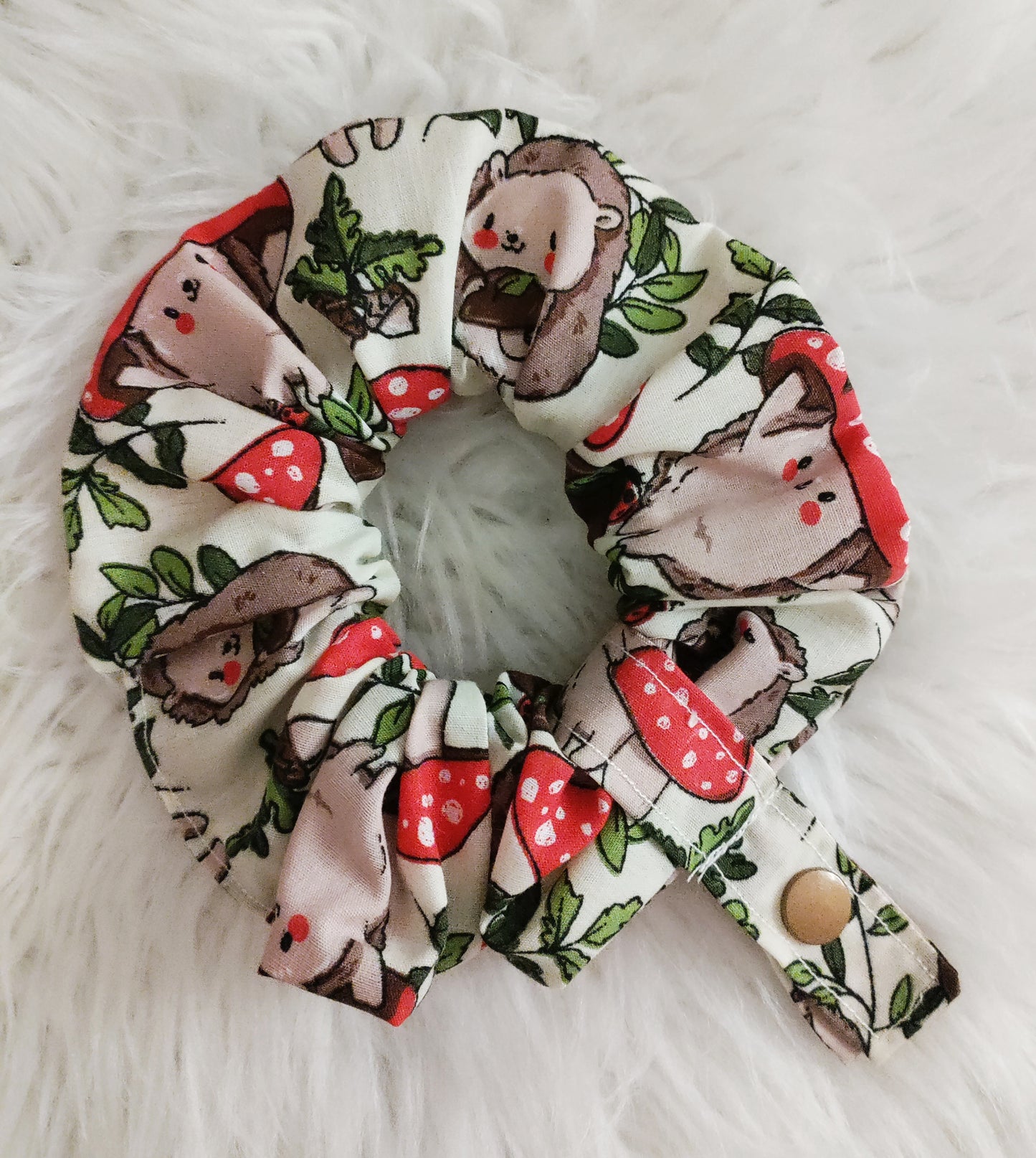 Hedgehog mushroom tubie scrunchie