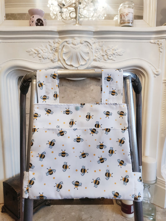 White bee Zimmer frame bag, walking frame bag, accessories, walking aid, handmade, bag, storage