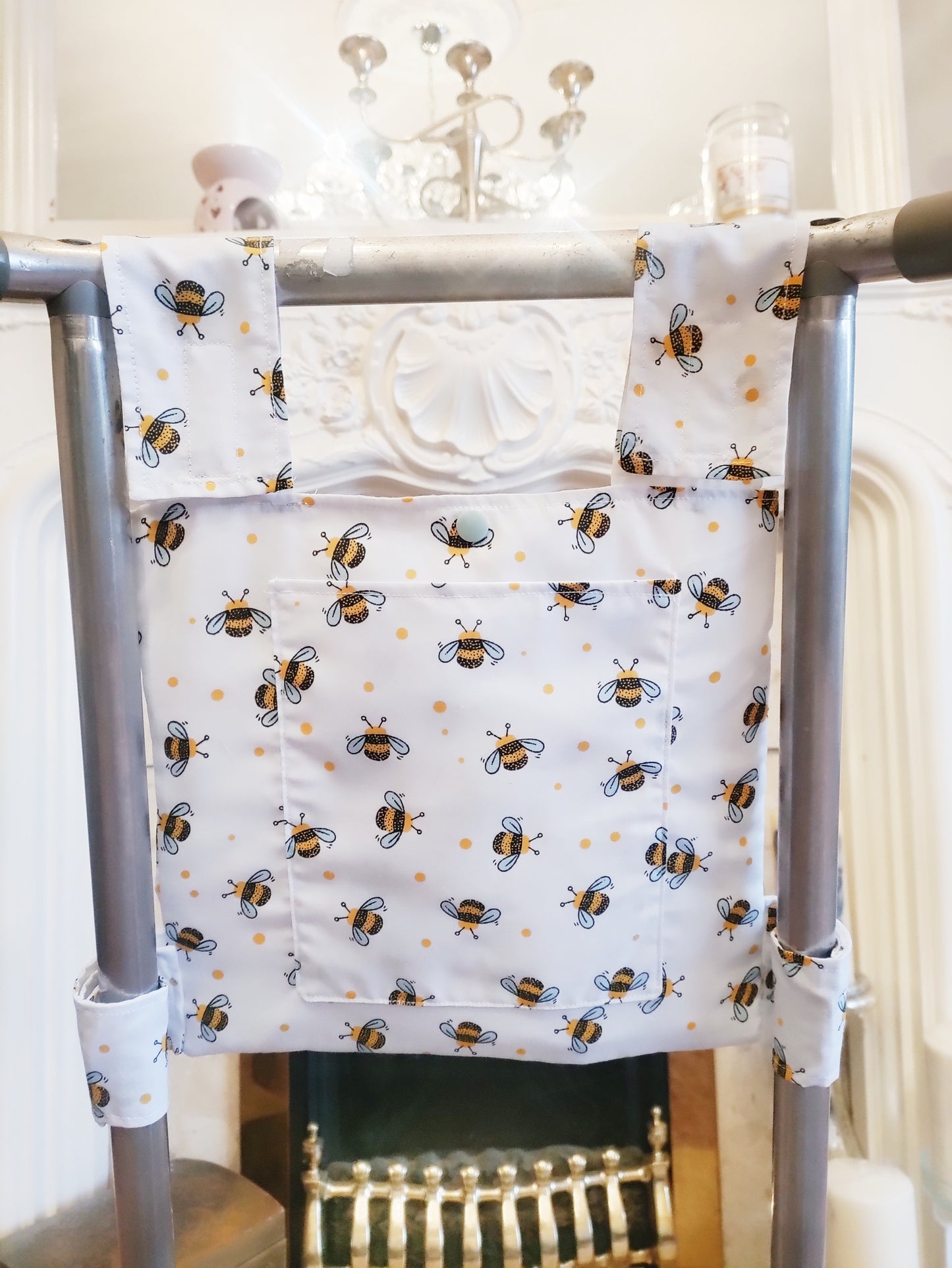 White bee Zimmer frame bag, walking frame bag, accessories, walking aid, handmade, bag, storage