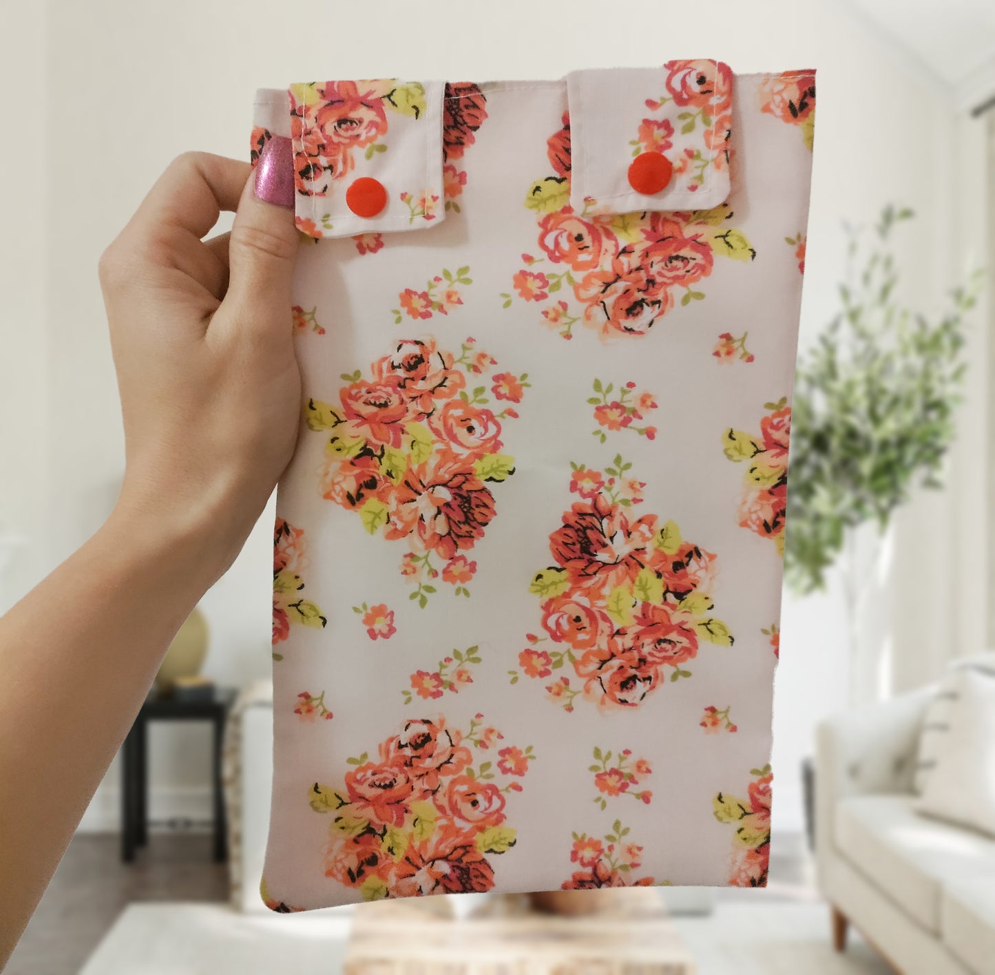 Pale floral catheter leg bag cover